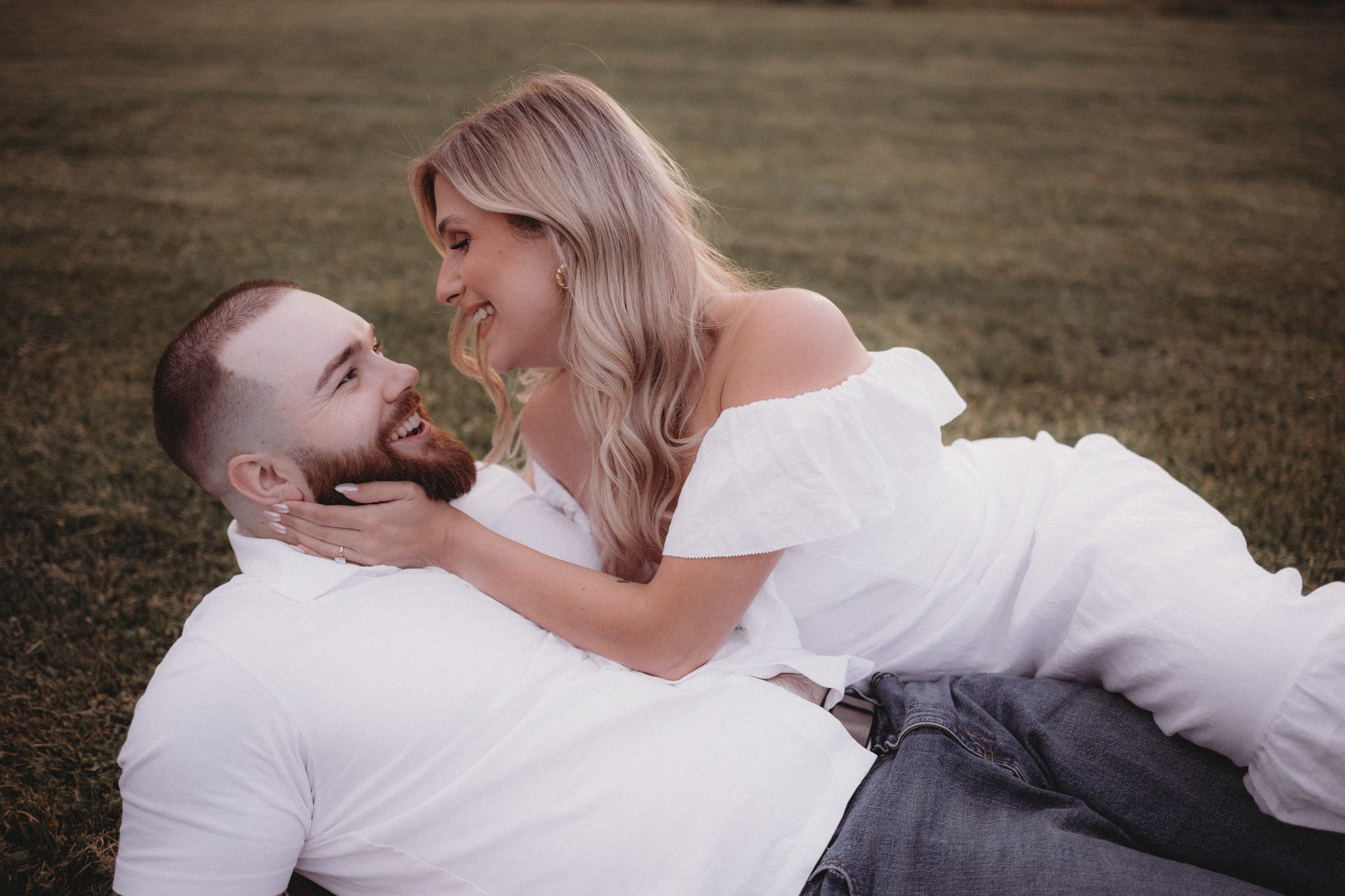 Laughing together in the grass